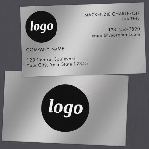 Tarjeta De Visita Logotipo simple y texto Efecto plata
