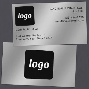 Tarjeta De Visita Logotipo simple y texto Efecto plata