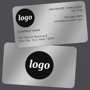 Tarjeta De Visita Logotipo simple y texto Efecto plata