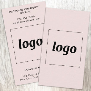 Tarjeta De Visita Logotipo Simple y Texto Vertical Rosa Rubor