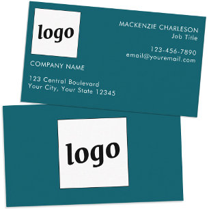 Tarjeta De Visita Logotipo simple y verde Verde azulado de texto