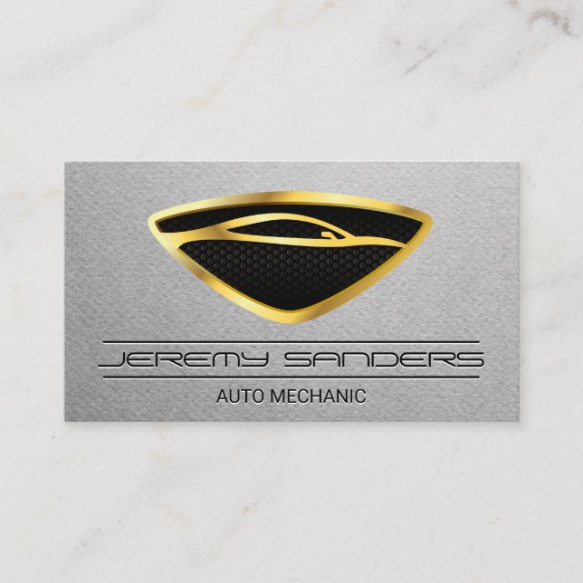 Tarjeta De Visita Logotipo Sleek Luxury Car Gold (Anverso)