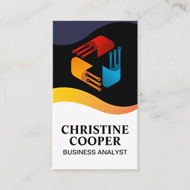 Tarjeta De Visita Logotipo técnico moderno | Nodos electrónicos (Anverso)