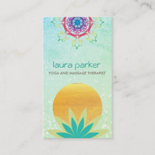 Tarjeta De Visita Logotipo verde de flor de Lotus - Salud curativa d
