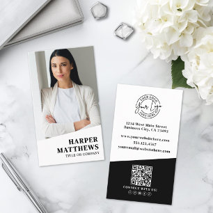 Tarjeta De Visita Logotipo vertical de código QR de empresa de fotog