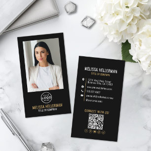 Tarjeta De Visita Logotipo vertical de código QR de empresa de fotog