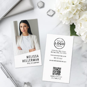 Tarjeta De Visita Logotipo Vertical de Código QR de Empresa de Fotos