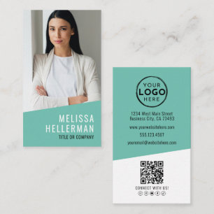 Tarjeta De Visita Logotipo vertical de la empresa con código QR de f
