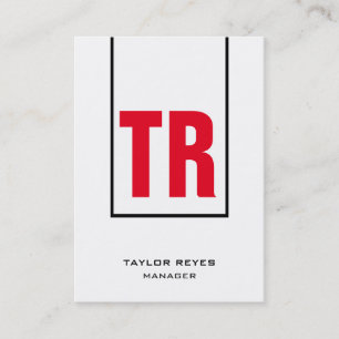 Tarjeta De Visita Logotipo vertical rojo blanco único de moda