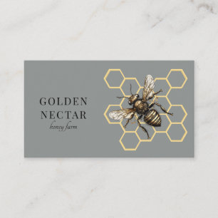Tarjeta De Visita Logotipo vintage Gold Bee Honeybekeeper Beekeeper