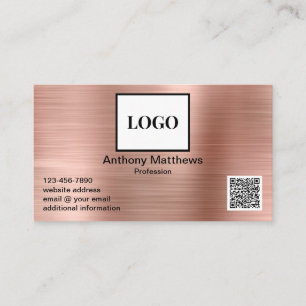 Tarjeta De Visita Logotipo y código QR para la adición de oro Rosa m