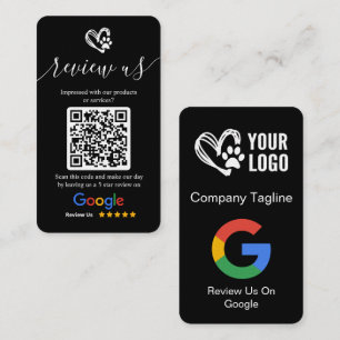 Tarjeta De Visita Logotipo y código QR para solicitud de reseña de G
