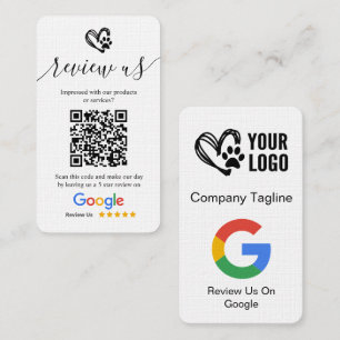Tarjeta De Visita Logotipo y código QR para solicitud de reseñas de