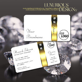 Tarjeta De Visita Logotipo y diamantes decorativos lujosos de oro bl