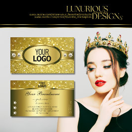 Tarjeta De Visita Logotipo y diamantes luminosos de Purpurina de oro