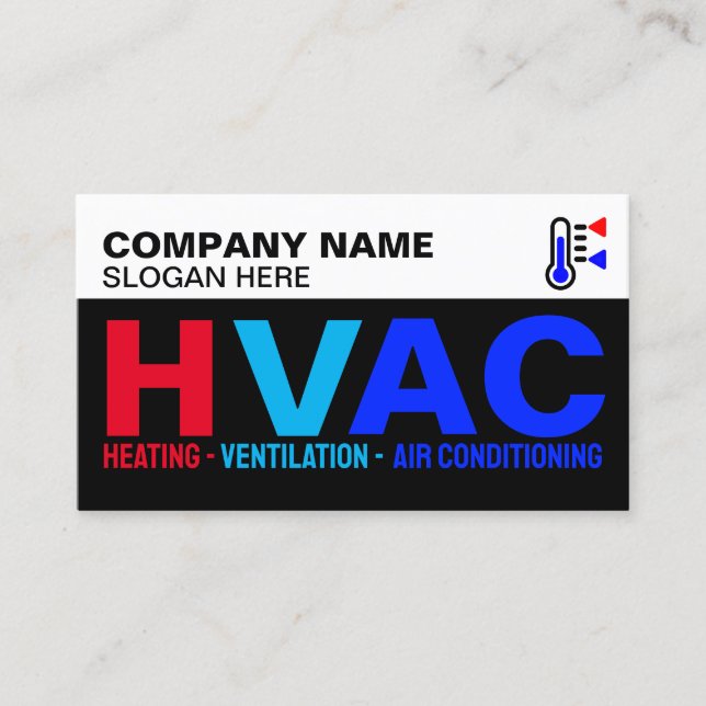 Tarjeta De Visita Logotipo y eslogan de empresa profesional, HVAC mo (Anverso)