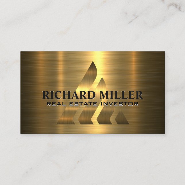Tarjeta De Visita Logotipo y fondo Gold Metallic (Anverso)