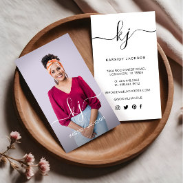 Tarjeta De Visita Logotipo y foto de caligrafía de guión elegante