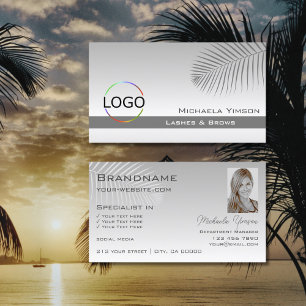 Tarjeta De Visita Logotipo y foto de la hoja de palma gradiente past