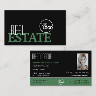 Tarjeta De Visita Logotipo y foto modernos de color blanco negro