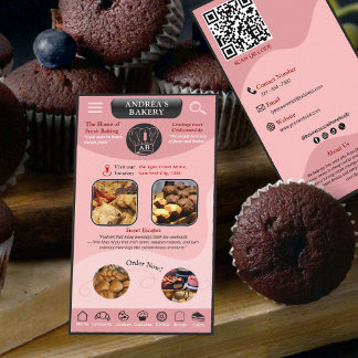 Tarjeta De Visita Logotipo y Fotos de Marca de Panadería Rosa de Rub