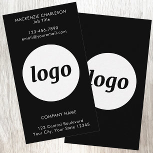 Tarjeta De Visita Logotipo y Texto Negro Vertical Simple
