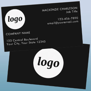 Tarjeta De Visita Logotipo y texto sencillos en negro