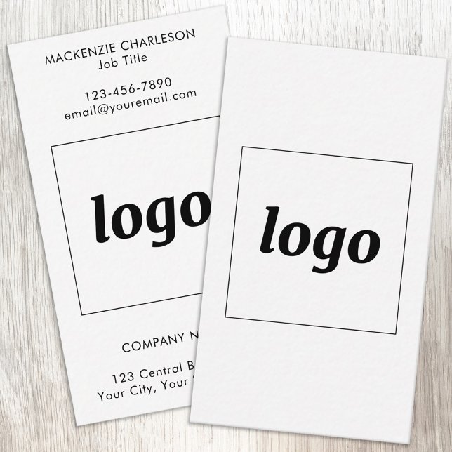 Tarjeta De Visita Logotipo y texto vertical simple (Simple logo with custom text business branding promotional business cards)