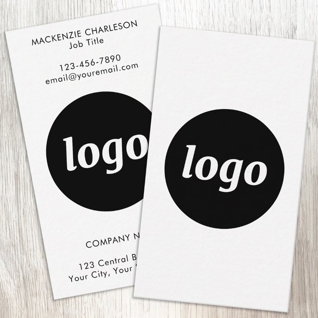 Tarjeta De Visita Logotipo y texto vertical simple (Simple logo with custom text business branding promotional business cards)