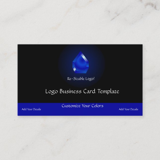 Tarjeta De Visita Logotipos sencillos - Logotipo de zafiro azul (Anverso)