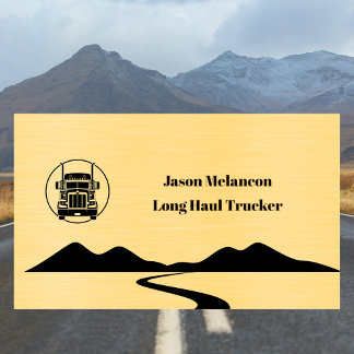 Tarjeta De Visita Long Haul Trucker Gold Truck Road n Mountains Art