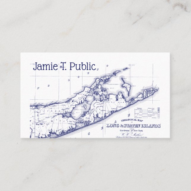 Tarjeta De Visita Long Island The Hamptons Map VC (Anverso)