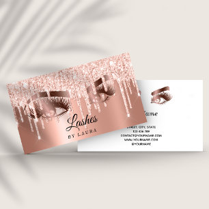 Tarjeta De Visita Long Lash Extension Makeup Artist Rose Gold