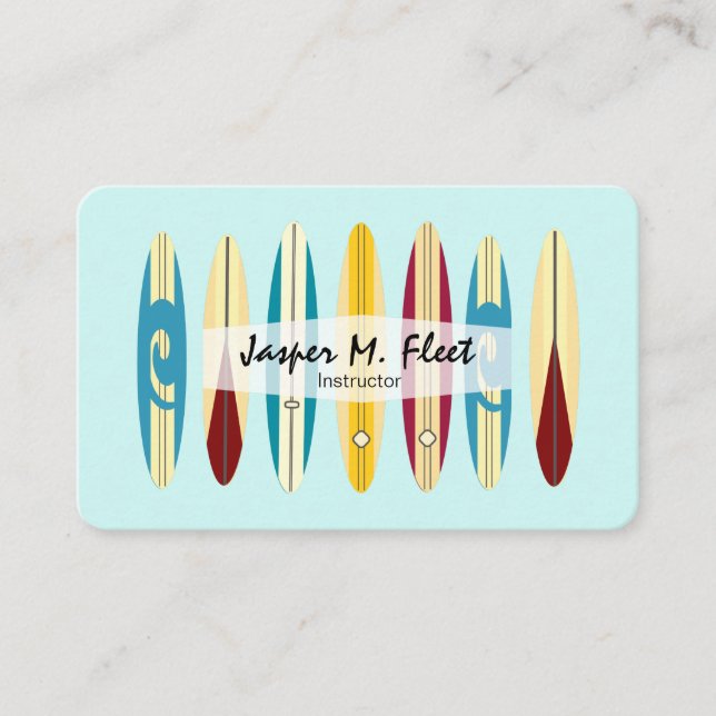 Tarjeta De Visita Longboard de vintage (Anverso)