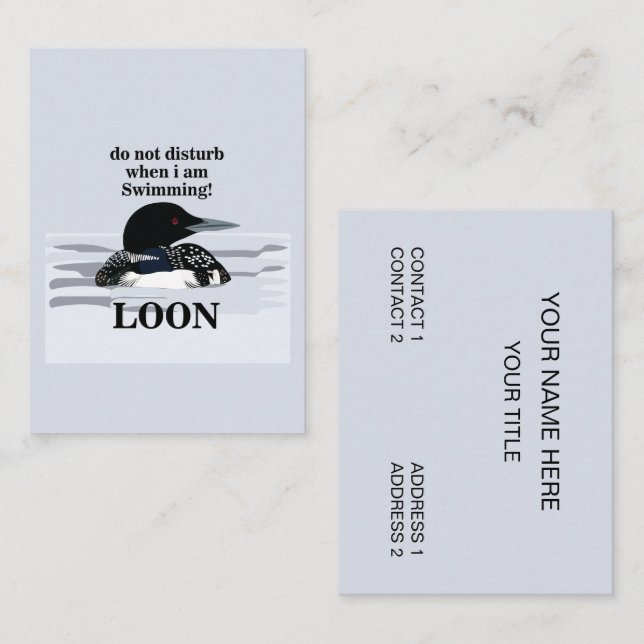 Tarjeta De Visita Loon Common Loon Bird Lake (Anverso / Reverso)