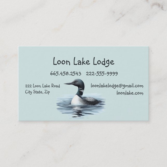 Tarjeta De Visita Loon de pintura acuática, negocio de aves silvestr (Anverso)