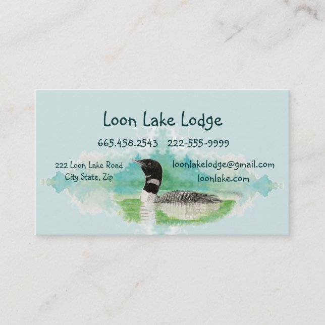 Tarjeta De Visita Loon de pintura acuática, negocio de aves silvestr (Anverso)