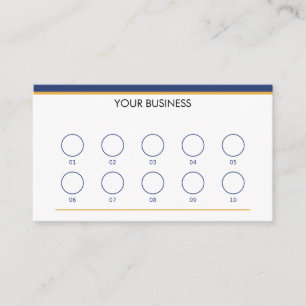 Tarjeta De Visita Loop Ten Navy Gold 10 Sello de Lealtad del Cliente