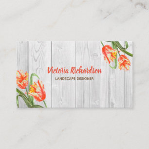 Tarjeta De Visita Loro amarillo acuarela Tulips Arte floral