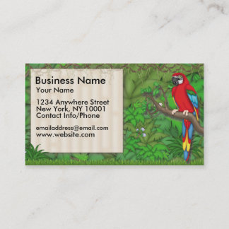 Tarjeta De Visita Loro del rojo de la diversión de la selva de la