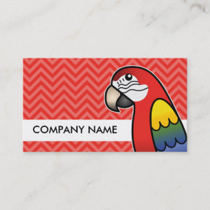 Tarjeta De Visita Loro guacamayo de dibujos animados escarlata