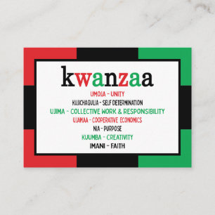 Tarjeta De Visita Los 7 principios modernos son el negro verde Kwanz