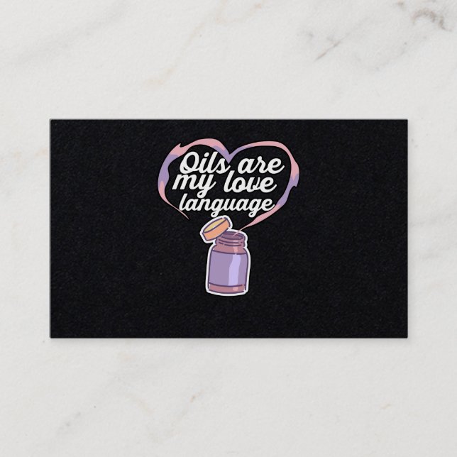Tarjeta De Visita Los aceites son mi lenguaje de amor, un regalo ese (Anverso)