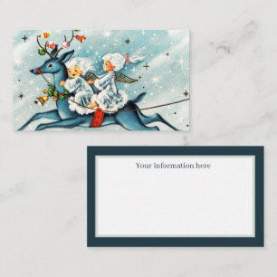 Tarjeta De Visita los ángeles de Navidad retro vintage añaden info