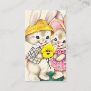 Tarjeta De Visita los conejillos retro de Pascua añaden saludo