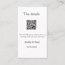 Tarjeta De Visita Los detalles del sitio web del boda scan QR añaden