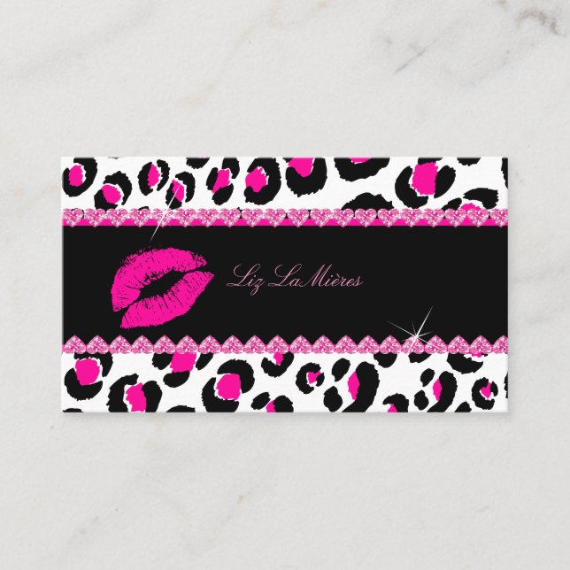 Tarjeta De Visita Los labios calientes de PixDezines+leopardo sucio (Anverso)