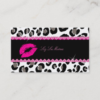 Tarjeta De Visita Los labios calientes de PixDezines+leopardo sucio