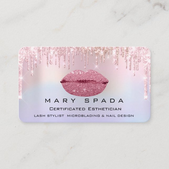 Tarjeta De Visita Los labios de besos de maquillaje azotan las perfo (Anverso)