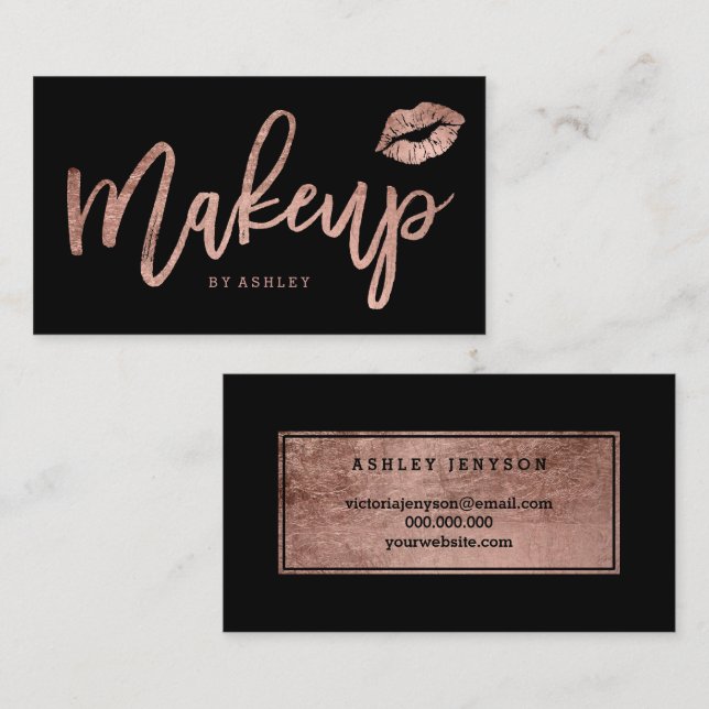 Tarjeta De Visita Los labios del artista de maquillaje subió negro (Anverso / Reverso)